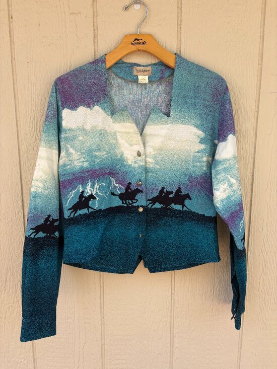 Wrangler Tops - Vintage Wrangler Button Up Shirt Womens Medium Blue Western Cowgirl Rodeo Horses